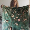 Lomsoe Vintage Plum Blossom & Bird Print Flannel Blanket - All Seasons Soft and Warm Throw Blanket for Napping, Camping, Travel, Office - 2 of 4