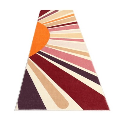 Area Rug, Machine Washable Colorful Area, Non Slip Rug for Living Room, Indoor Non-Slip Carpet, Modern Minimalist Front Door Mat, Sun Accent Rug