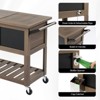 Karl Home 80QT Gray Brown Woodgrain Patio Cooler Cart with Chalkboard Panel - 4 of 4