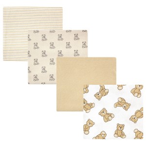 Hudson Baby Infant Boy Cotton Rich Flannel Receiving Blankets, Teddy Bears, One Size - 1 of 4