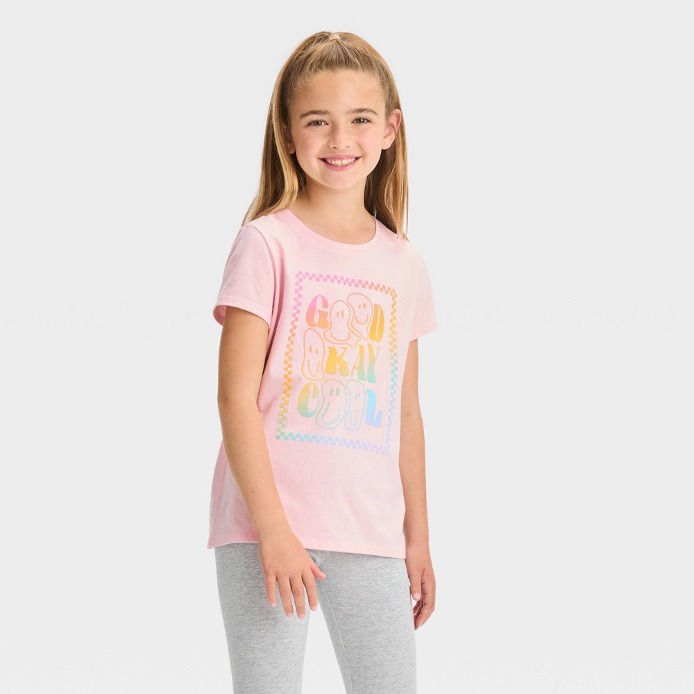 Girls' Short Sleeve Graphic T-Shirt - Cat & Jack™ Pink XL set 2 pc 