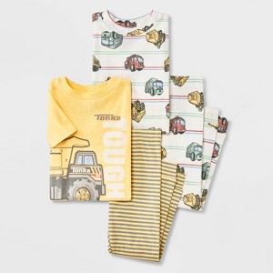 Toddler Boys' 4pc Tonka Cotton Pajama Set - Yellow/Ivory 2T - 1 of 4