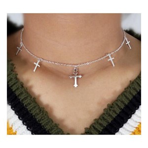 RMZ GOLD NYC Sterling Silver Plated Cross Lariat Necklace - 1 of 2