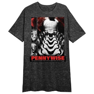 It Movie 2017 Pennywise Skeleton Costume Crew Neck Short Sleeve Black Heather Women's Night Shirt - 1 of 2