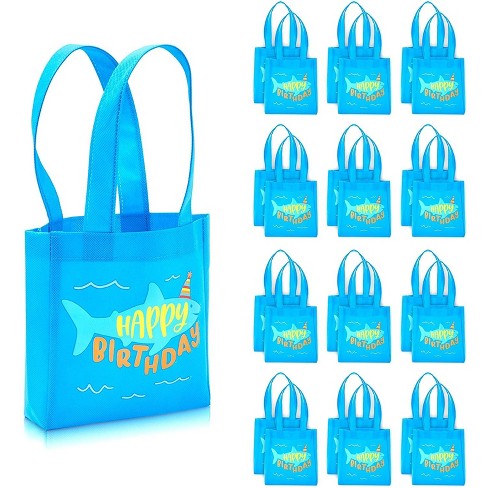 Blue Panda 24-Pack Shark "Happy Birthday" Party Favors Tote Bags Small Gift Bags (Blue, 6.5 x 7 x 1.77 In) - image 1 of 4