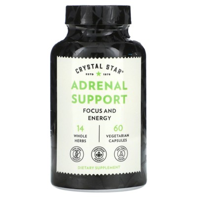 Crystal Star Adrenal Support Supplement (60 Capsules) – Daily Herbal Cortisol Supplement for Stress Relief & Adrenal Fatigue - Siberian Eleuthero,