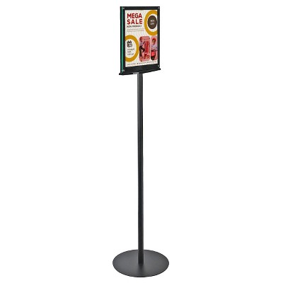 Black Double-Sided Magnetic Floor Sign Holder with Clear Plastic Cover