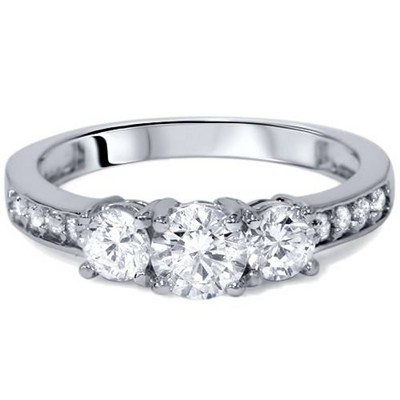Pompeii3 1 1/10ct 3-Stone Diamond Engagement Ring 14K White Gold