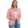 Women's Plus Size Cardigan Open Front Oversized Button Lightweight Sweaters V Neck Loose 3/4 Sleeve Cardigans Knit Outwear - 2 of 4