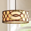 Robert Louis Tiffany Circles Bronze Pendant Chandelier 20" Wide Farmhouse Rustic Art Glass 3-Light Fixture for Dining Room House - 2 of 4