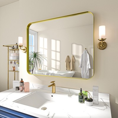 Organnice Aluminum Frame Bathroom Vanity Mirror with Clear Glass