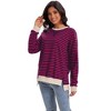 ATHLECHIC Women's Split Hem Striped Color Block Crew Neck Casual Loose Oversized Sweatshirt Shirt Tops - 3 of 4