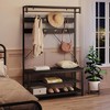 Whizmax Coat Rack Shoe Bench Industrial Hall Tree Storage Bench for Entryway, Wood Large Shoe Rack Bench with Storage Shelf Hanging Bar,8 Hooks - 3 of 4