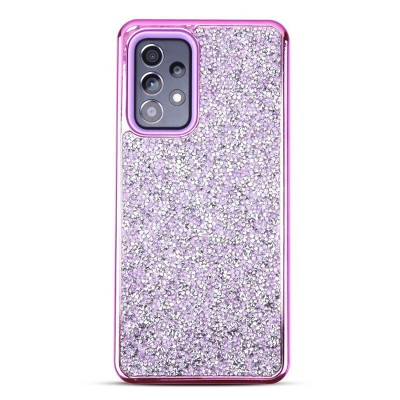 MyBat Encrusted Rhinestones Hybrid Case Compatible With Samsung Galaxy A52 5G - Electroplated Purple / Purple