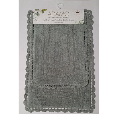 RT Designers Collection Adamo 2 Pieces Premium Cotton Anti Skid Bath Rug Set Grey