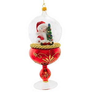 De Carlini Italian Ornaments 8.5 Inch Sitting Santa Dome Tabletop Pedestal Christmas Tree Ornament , Mgd Sit / Hang Ornament (1PC) - 1 of 3