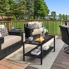 Yaheetech Wicker Coffee Table with Tempered Glass Top Gray - 2 of 4