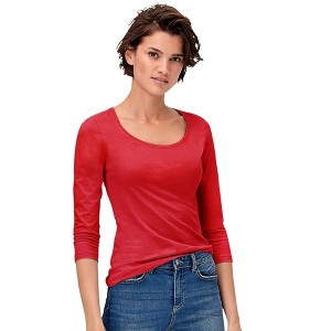 ellos Women's Plus Size Three-Quarter Sleeve Scoop Neck Tee - 1 of 4