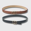 A Little Obsessed Youth Girls 2-Pack PU Leather Belts with Status Buckles (Size 6-12, Waist Size 18"-22") Girls Belts in Black and Brown - 2 of 4