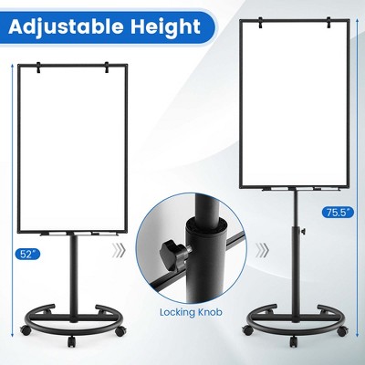 Adjustable Black Metal Mobile Magnetic Whiteboard with Stand