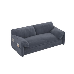 NicBex Velvet Loveseat Sofa Modern Convertible Pull-Out Sofa Bed with Side Storage for Living Room,Apartment,Gray - 1 of 4