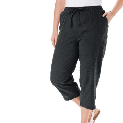 Woman Within Plus Size Petite Seersucker Capri Pant