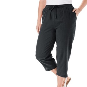 Woman Within Plus Size Seersucker Capri Pant - 1 of 4