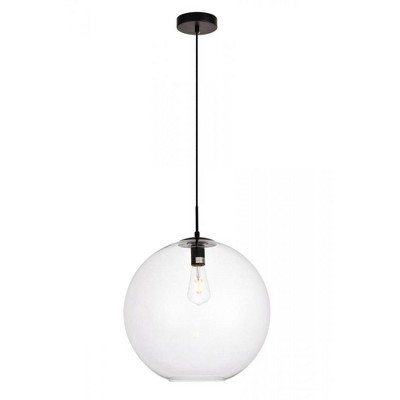 Elegant Lighting Placido Collection Pendant D15.7 H16.5 Lt:1 Black and Clear Finish