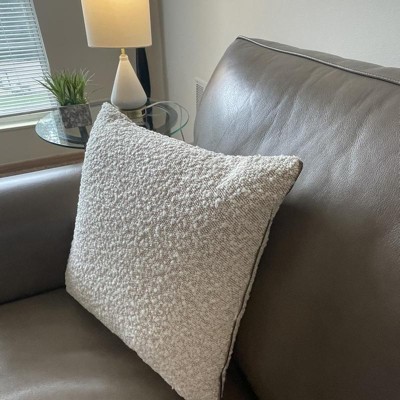 Woven Boucle Square Throw Pillow with Exposed Zipper Neutral - Threshold™