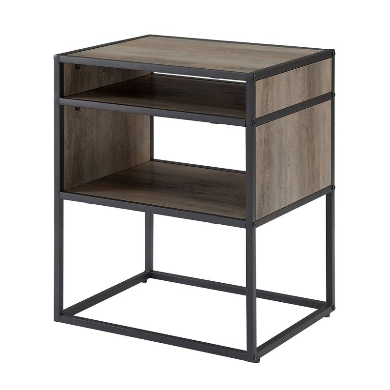Modern Wood and Metal Side Table with Open Storage - Saracina Home, 1 of 11