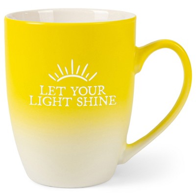 Elanze Designs Let Your Light Shine Two Toned Ombre Matte Yellow and White 12 ounce Ceramic Stoneware Coffee Cup Mug