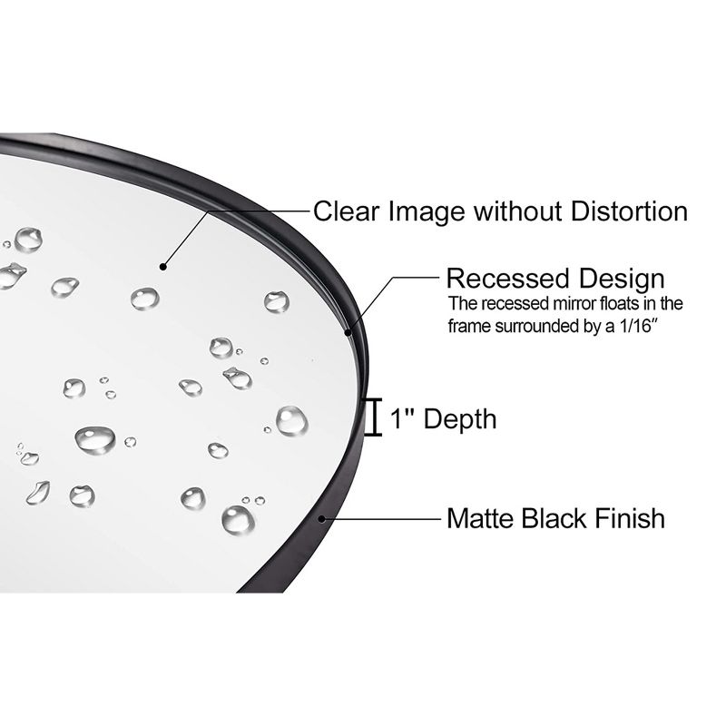 ANDY STAR 30 x 30 Inch Round Shaped Circle Mirror with 2 Millimeter Stainless Steel Metal Frame for Bathroom, Entryway, And Living Room, Matte Black, 3 of 7