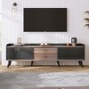 KTMBDW 63'' Mid Century TV Stand with 2 Cabinets& 2 Drawers,Entertainment Center for TVs up to 70'',Television Console for Living Room, Bedroom,Black - 2 of 4