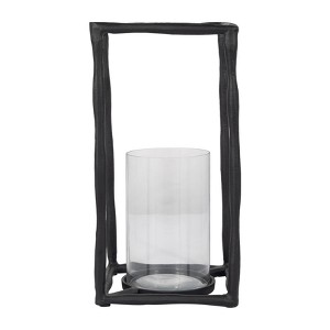 Modern Metal & Glass Pillar Candle Holder - Handcrafted Aluminum Frame with Clear Glass Hurricane - Ideal for Home, Office, Living Room, & Bedroom - 1 of 4