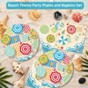 Hachikiko Summer Beach Party Decorations,Hawaiian Beach Umbrella Paper Plates Luncheon Cocktail Napkins Disposable Summer Pool Birthday Party Supplies - 4 of 4