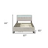 HomeRoots Beige Tufted Upholstered Lighted Queen Bed Frame With Trundle And USB And Drawers - 3 of 4