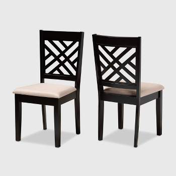2pc Caron Upholstered Wood Dining Chair Set - Baxton Studio