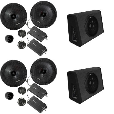Kicker (2) 11PT250 Powered Sub Enclosure & (2) 46CSS674 6.75" Component Bundle
