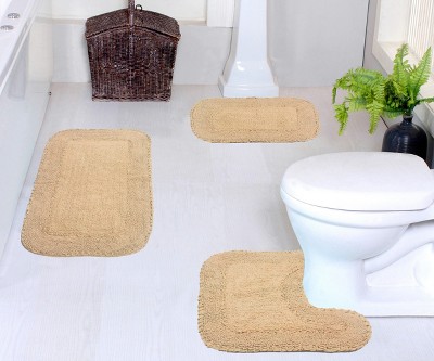 Radiant Collection Cotton Ruffle Pattern Tufted Set of 3 Bath Rug Set - Home Weavers