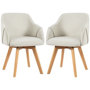 Bekrvio Swivel Dining Chairs with Arm Set of 2 - Modern Linen Upholstered Accent Desk Chairs with Solid Wood Legs for Kitchen,Living Room - 1 of 4