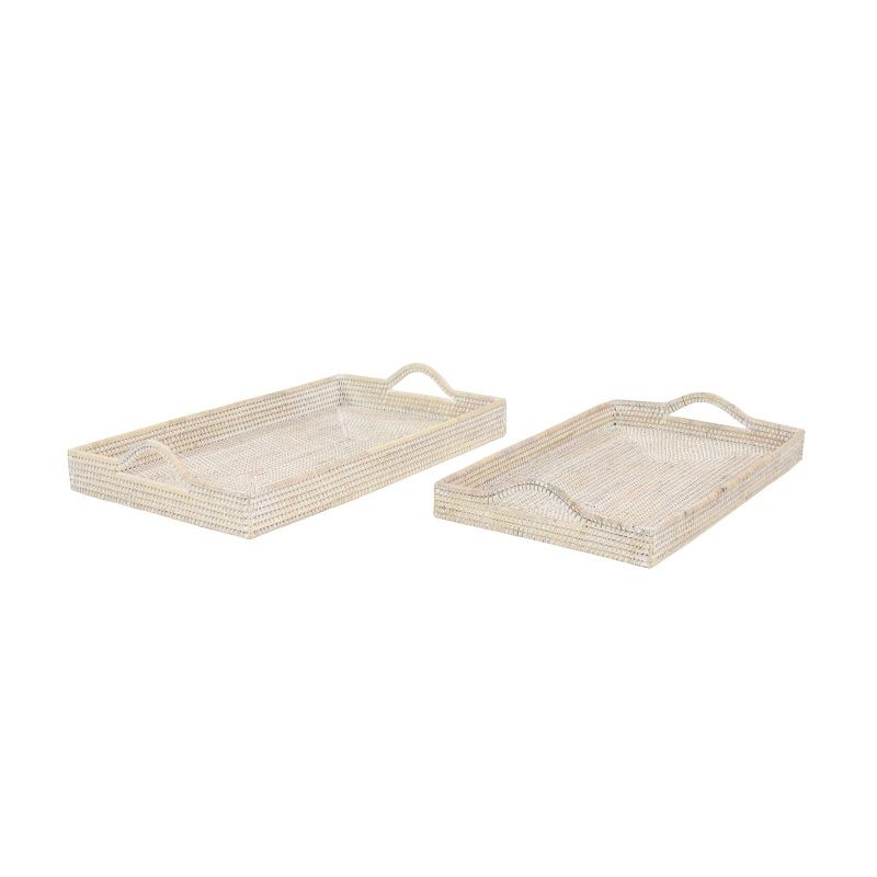 Set of 2 Handwoven Bamboo Trays - Olivia & May, 1 of 16