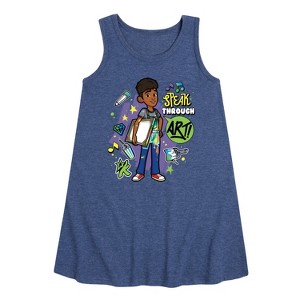 - Karma's World - Speak Through Art Graphic Sleeveless Aline Dress - 1 of 4