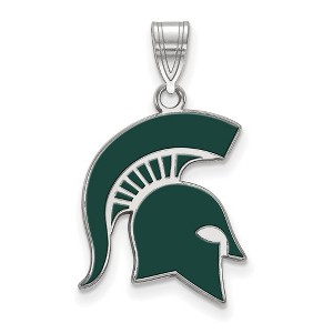 Black Bow Jewelry Sterling Silver Michigan State Spartans NCAA Large Pendant - 1 of 3