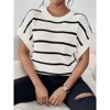 Women's Summer Short Sleeve Pullover Sweater Stripe Crew Neck Lightweight Ribbed Knit Casual Tops - 4 of 4