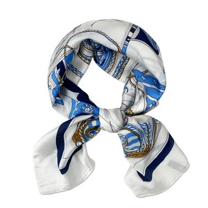 Wrapables Satin Neckerchief Square Scarf 26.5 x 26.5 Inches, Nautical Blue - 1 of 4