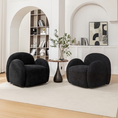 SEYNAR Modern Glam Boucle Upholstered Swivel Accent Armchair Set of 2
