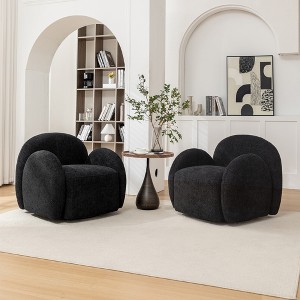SEYNAR Modern Glam Boucle Upholstered Swivel Accent Armchair Set of 2 - 1 of 4