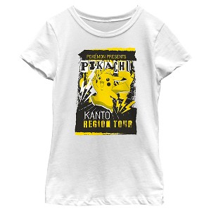 Girl's Pokemon Pikachu Kanto Region Tour Poster T-Shirt - 1 of 4