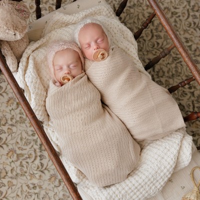 Oatmeal Ribbed Organic Cotton Baby Swaddle Blanket