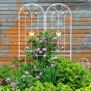 4 Pack Metal Garden Trellis 86.7" x 19.7" Rustproof Trellis for Climbing Plants Outdoor Flower Support Black - 1 of 4
